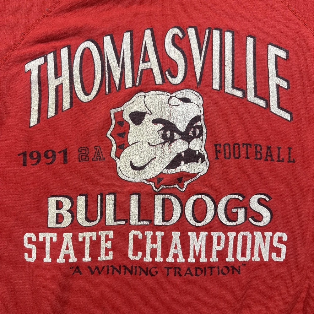 Vintage Thomasville Bulldogs Sweatshirt Mens Large Red Football Hanes 1991 2A